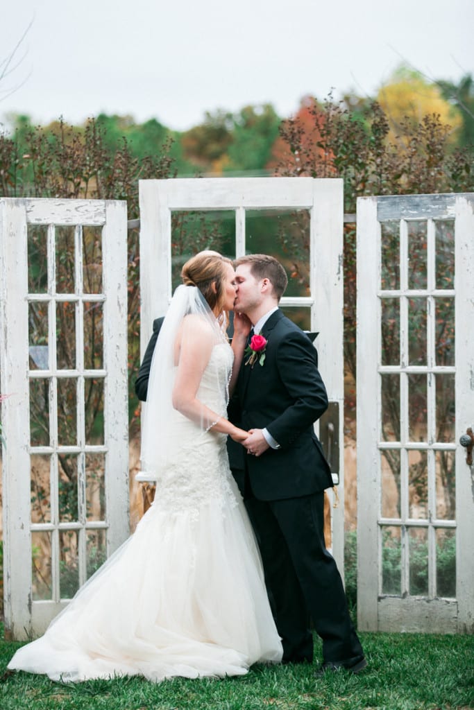 southern maryland cornfield wedding first kiss